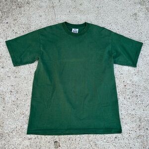 Vintage 90s Pro Club Blank Heavyweight Green Short Sleeve Shirt Made in USA L